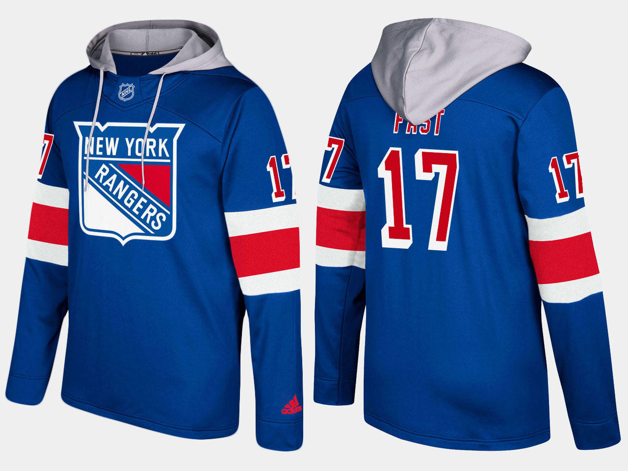 Men NHL New York rangers #17 jesper fast blue hoodie